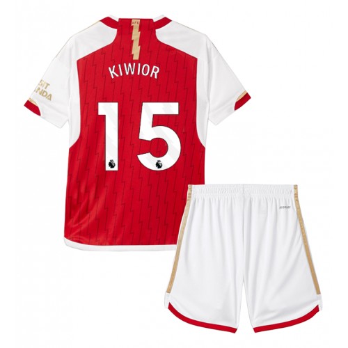 Fotbalové Dres Arsenal Jakub Kiwior #15 Dětské Domácí 2023-24 Krátký Rukáv (+ trenýrky)